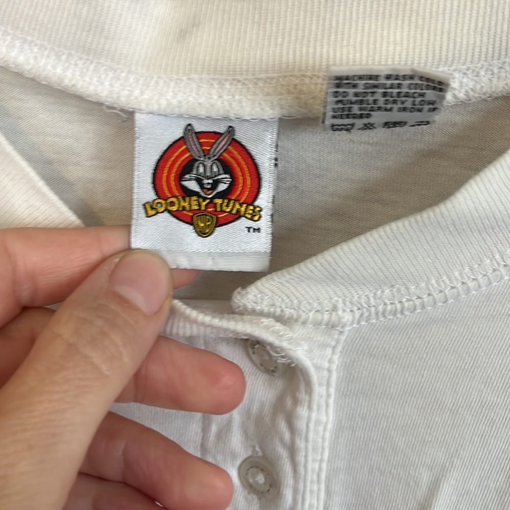 Looney Tunes Tweety Bird Henley size L vintage - Picture 2 of 9